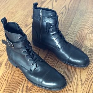 Black Side-Zip Moto Boots - Banana Republic - 11